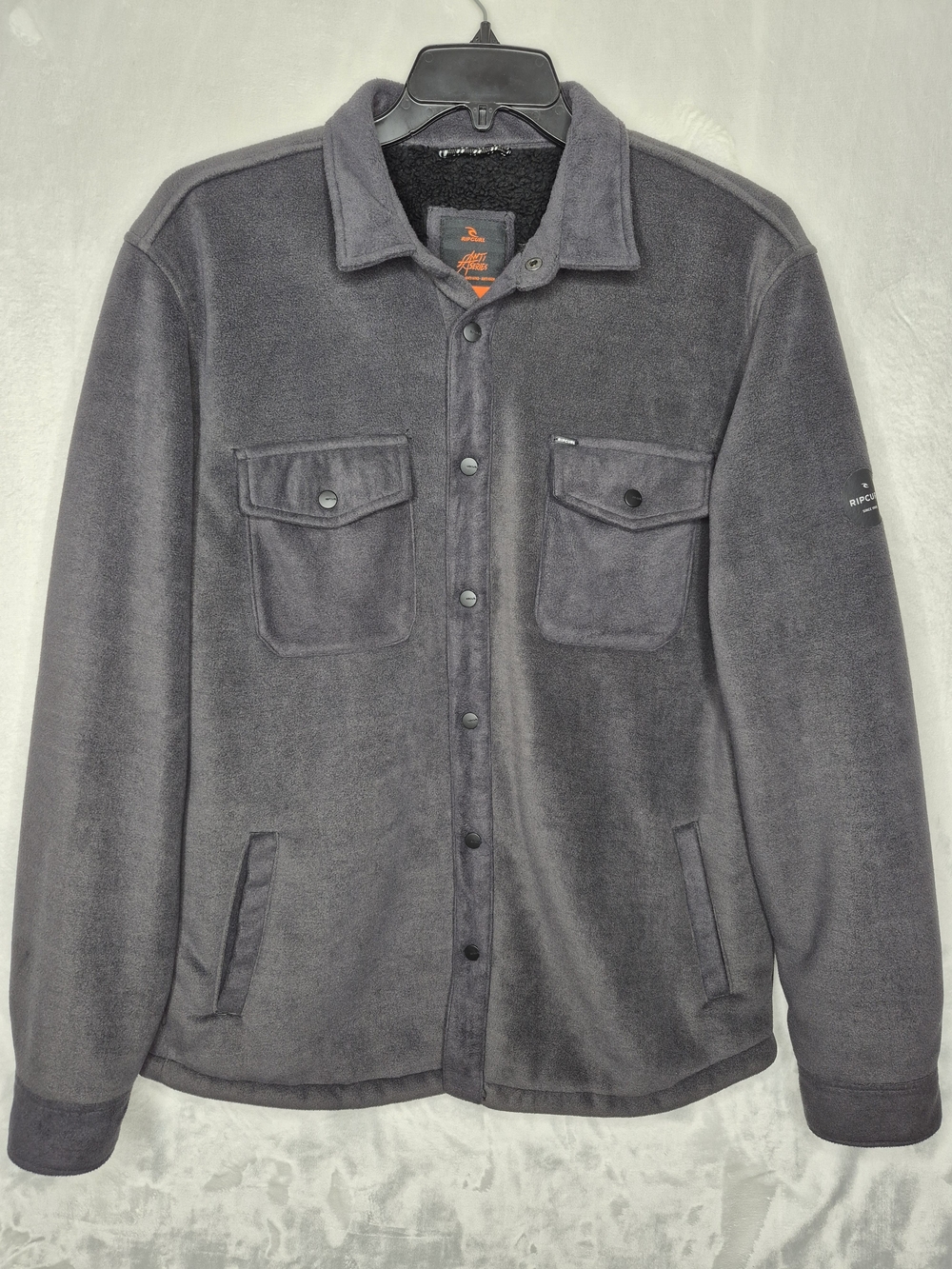 Rip Curl Anti Series Fleece Lined Shirt Jacket Snap Charcoal Gray Mens Large